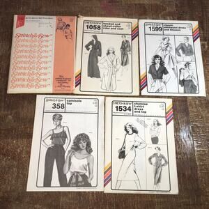 UNCUT Stretch & Sew Sewing Patterns  *LOT OF 5* Shirt Robe Dress Camisole Retro
